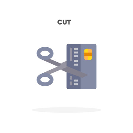 Credit Card Cut flat icon. Vector illustration on white background. Can used for web, app, digital product, presentation, UI and many more.のイラスト素材