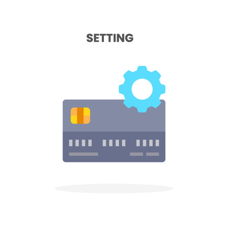 Credit Card Setting flat icon. Vector illustration on white background. Can used for web, app, digital product, presentation, UI and many more.のイラスト素材