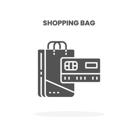 Credit Card Shopping Bag glyph icon. Can used for web, app, digital product, presentation, UI and many more.のイラスト素材