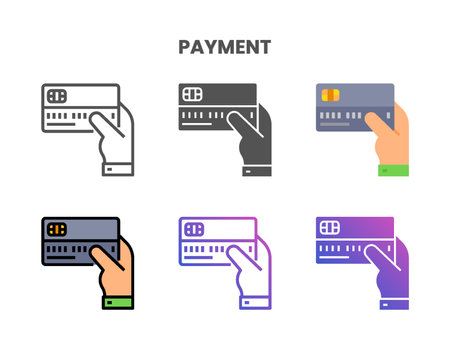 Credit Card Payment icon set style ouline, glyph, flat color and gradient. Vector Illustration for Graphic Design Element. Isolated on white backgroundのイラスト素材