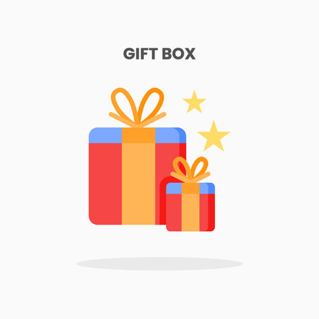 Gift Box icon flat. Vector illustration on white background. Can used for web, app, digital product, presentation, UI and many more.のイラスト素材