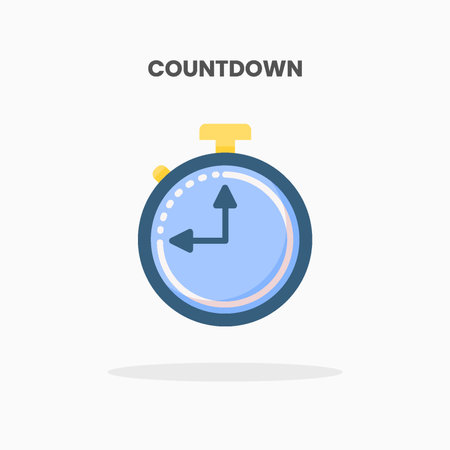 Countdown icon flat. Vector illustration on white background. Can used for web, app, digital product, presentation, UI and many more.のイラスト素材