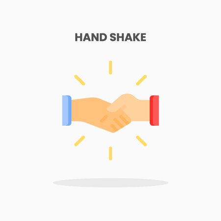 Hand Shake icon flat. Vector illustration on white background. Can used for web, app, digital product, presentation, UI and many more.のイラスト素材