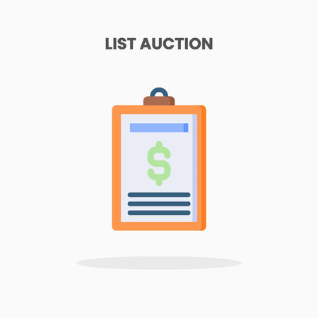 List Auction icon flat. Vector illustration on white background. Can used for web, app, digital product, presentation, UI and many more.のイラスト素材