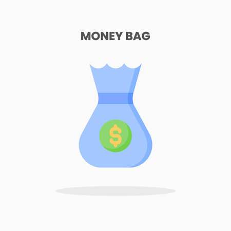 Money Bag icon flat. Vector illustration on white background. Can used for web, app, digital product, presentation, UI and many more.のイラスト素材