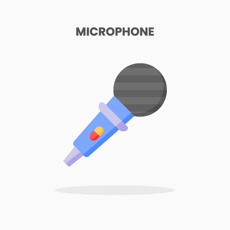 Microphone icon flat. Vector illustration on white background. Can used for web, app, digital product, presentation, UI and many more.のイラスト素材