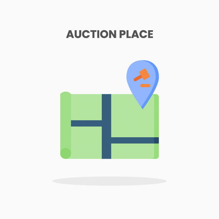 Auction Place icon flat. Vector illustration on white background. Can used for web, app, digital product, presentation, UI and many more.のイラスト素材