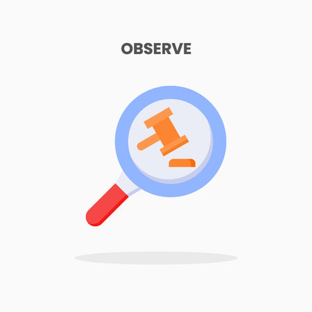 Observe icon flat. Vector illustration on white background. Can used for web, app, digital product, presentation, UI and many more.のイラスト素材
