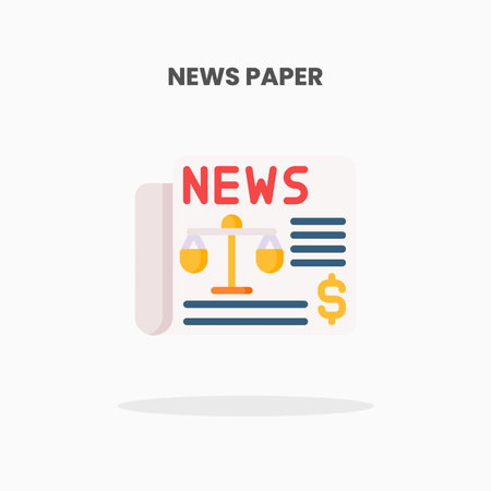 News Paper Auction icon flat. Vector illustration on white background. Can used for web, app, digital product, presentation, UI and many more.のイラスト素材