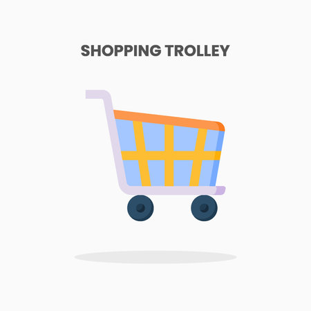 Shopping Trolley icon flat. Vector illustration on white background. Can used for web, app, digital product, presentation, UI and many more.のイラスト素材