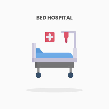 Bed Hospital icon flat. Vector illustration on white background. Can used for web, app, digital product, presentation, UI and many more.のイラスト素材