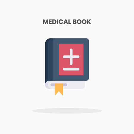 Medical Book icon flat. Vector illustration on white background. Can used for web, app, digital product, presentation, UI and many more.のイラスト素材