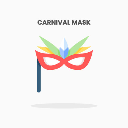 Carnival Mask icon flat. Vector illustration on white background. Can used for web, app, digital product, presentation, UI and many more.のイラスト素材
