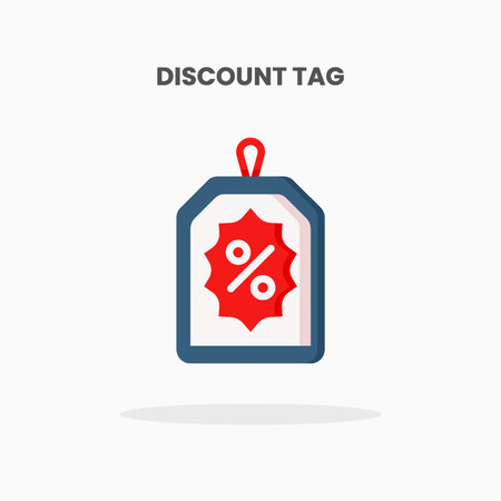 Discount Tag icon flat. Vector illustration on white background. Can used for web, app, digital product, presentation, UI and many more.のイラスト素材
