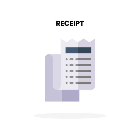 Receipt flat icon. Vector illustration on white background. Can used for digital product, presentation, UI and many more.のイラスト素材