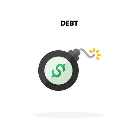 Debt flat icon. Vector illustration on white background. Can used for digital product, presentation, UI and many more.のイラスト素材