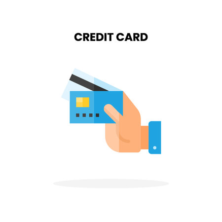 Credit Card flat icon. Vector illustration on white background. Can used for digital product, presentation, UI and many more.のイラスト素材