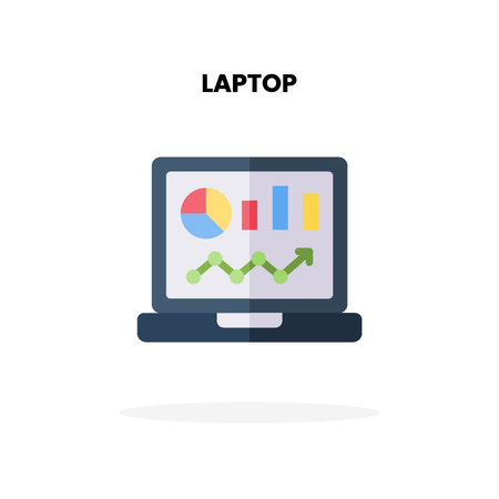 Laptop flat icon. Vector illustration on white background. Can used for digital product, presentation, UI and many more.のイラスト素材