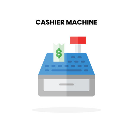 Cashier Machine flat icon. Vector illustration on white background. Can used for digital product, presentation, UI and many more.のイラスト素材