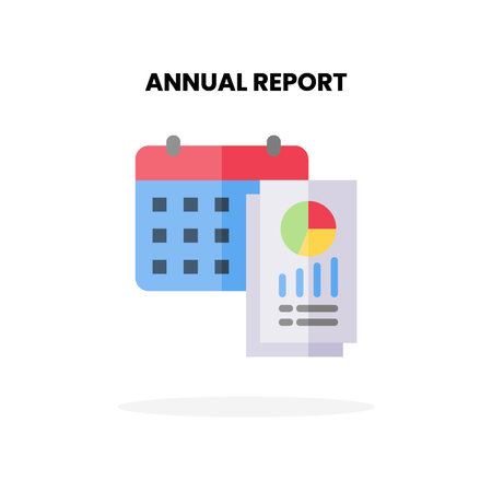 Annual Report flat icon. Vector illustration on white background. Can used for digital product, presentation, UI and many more.のイラスト素材