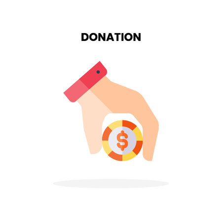 Donation flat icon. Vector illustration on white background. Can used for digital product, presentation, UI and many more.のイラスト素材