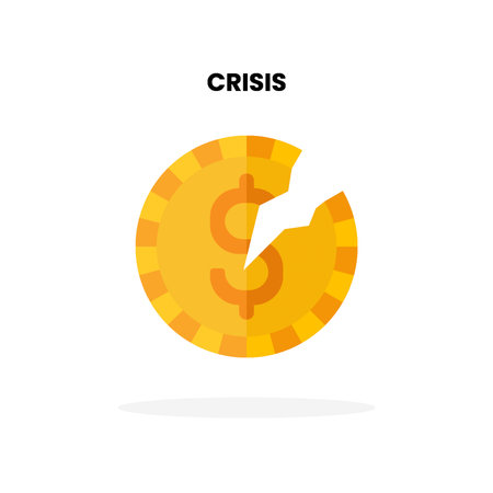 Crisis flat icon. Vector illustration on white background. Can used for digital product, presentation, UI and many more.のイラスト素材