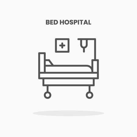 Bed Hospital icon vector illustration line style. Great design for web, app and more. Editable Stroke and pixel perfect.のイラスト素材