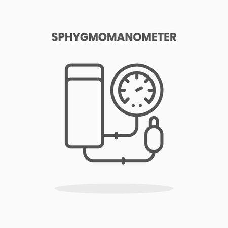 Sphygmomanometer icon vector illustration line style. Great design for web, app and more. Editable Stroke and pixel perfect.のイラスト素材