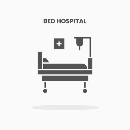 Bed Hospital icon vector illustration glyph style. Great used for web, app, digital product, presentation, UI and many more.のイラスト素材