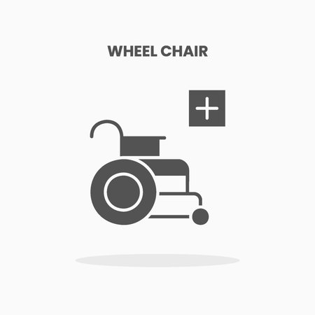 Wheel Chair icon vector illustration glyph style. Great used for web, app, digital product, presentation, UI and many more.のイラスト素材