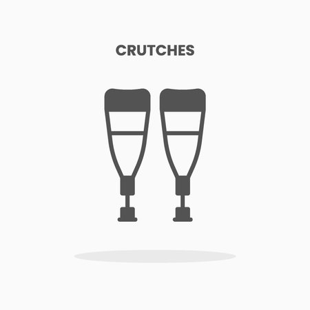 Crutches icon vector illustration glyph style. Great used for web, app, digital product, presentation, UI and many more.のイラスト素材