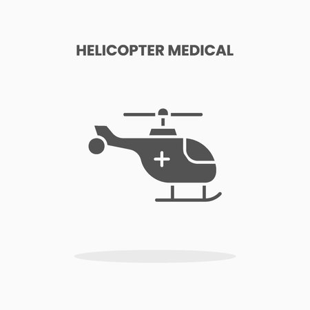 Helicopter Medical icon vector illustration glyph style. Great used for web, app, digital product, presentation, UI and many more.のイラスト素材