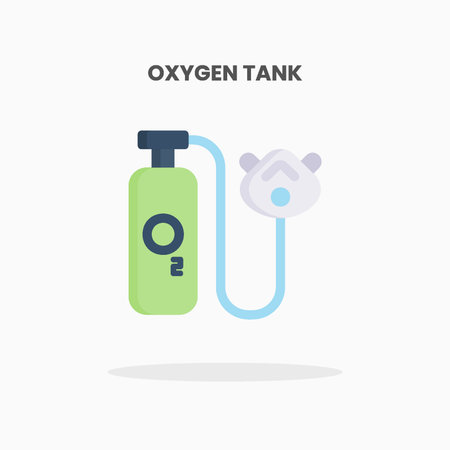 Oxygen Tank icon flat. Vector illustration on white background. Can used for web, app, digital product, presentation, UI and many more.のイラスト素材