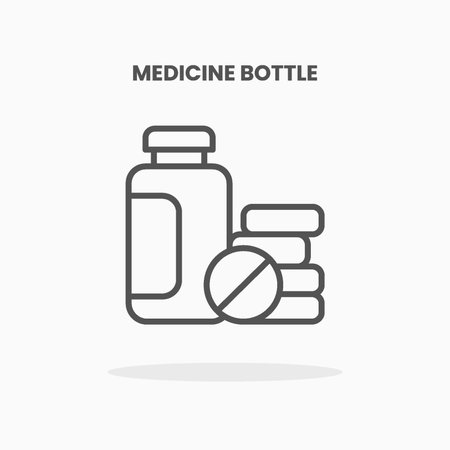 Medicine bottle icon vector illustration line style. Great design for web, app and more. Editable Stroke and pixel perfect.のイラスト素材