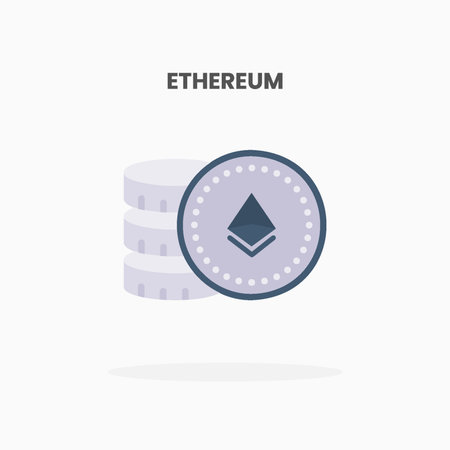 Ethereum icon flat. Vector illustration on white background. Can used for web, app, digital product,...