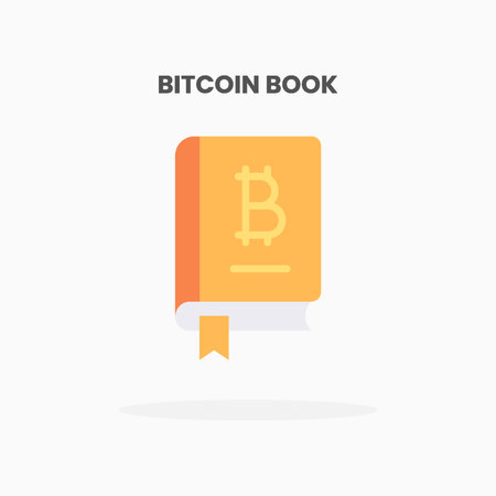 Bitcoin book icon flat. Vector illustration on white background. Can used for web, app, digital product, presentation, UI and many more.のイラスト素材