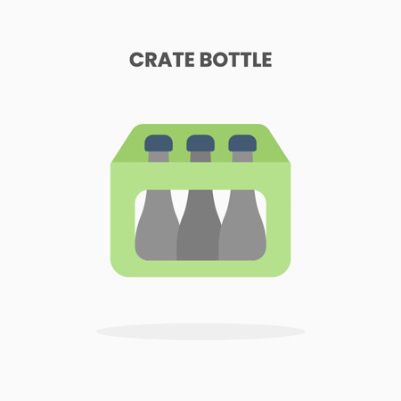 Crate Bottle icon flat. Vector illustration on white background. Can used for web, app, digital product, presentation, UI and many more.のイラスト素材