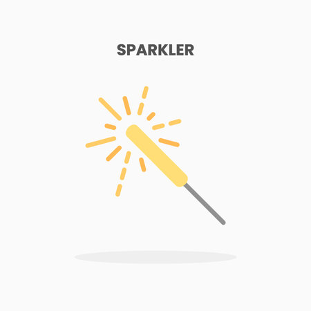 Sparkler icon flat. Vector illustration on white background. Can used for web, app, digital product, presentation, UI and many more.のイラスト素材