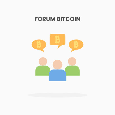 Forum bitcoin chat icon flat. Vector illustration on white background. Can used for web, app, digital product, presentation, UI and many more.のイラスト素材