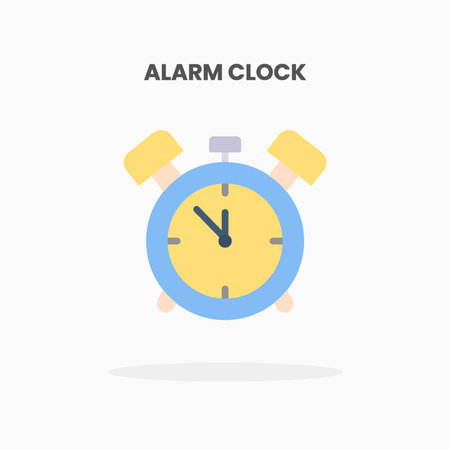 Alarm Clock icon flat. Vector illustration on white background. Can used for web, app, digital product, presentation, UI and many more.のイラスト素材