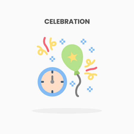 Celebration icon flat. Vector illustration on white background. Can used for web, app, digital product, presentation, UI and many more.のイラスト素材