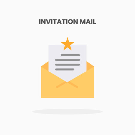 Invitation mail icon flat. Vector illustration on white background. Can used for web, app, digital product, presentation, UI and many more.のイラスト素材