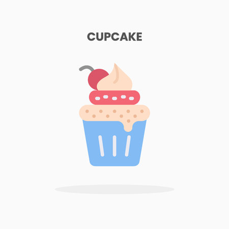 Cupcake icon flat. Vector illustration on white background. Can used for web, app, digital product, presentation, UI and many more.のイラスト素材