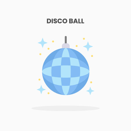 Disco Ball icon flat. Vector illustration on white background. Can used for web, app, digital product, presentation, UI and many more.のイラスト素材