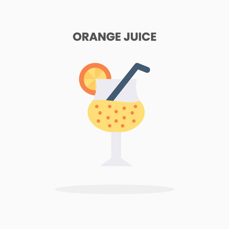Orange Juice icon flat. Vector illustration on white background. Can used for web, app, digital product, presentation, UI and many more.のイラスト素材