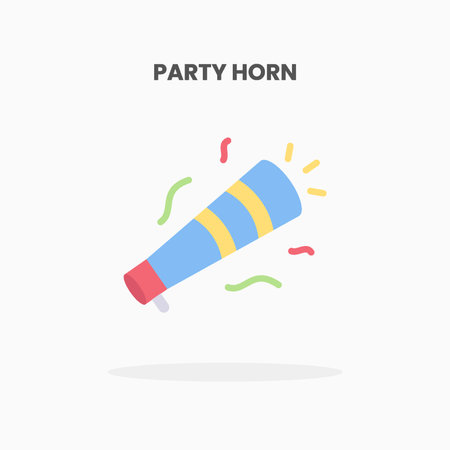Party Horn icon flat. Vector illustration on white background. Can used for web, app, digital product, presentation, UI and many more.のイラスト素材