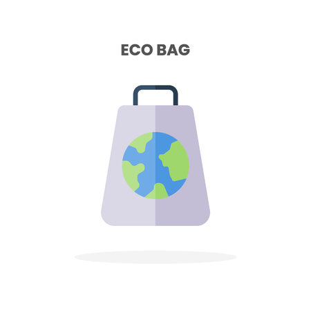 Eco Bag icon flat. Vector illustration on white background. Can used for web, app, digital product, presentation, UI and many more.のイラスト素材