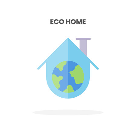 Eco Home icon flat. Vector illustration on white background. Can used for web, app, digital product, presentation, UI and many more.のイラスト素材