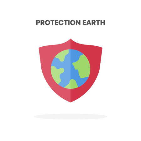 Protection Earth icon flat. Vector illustration on white background. Can used for web, app, digital product, presentation, UI and many more.のイラスト素材