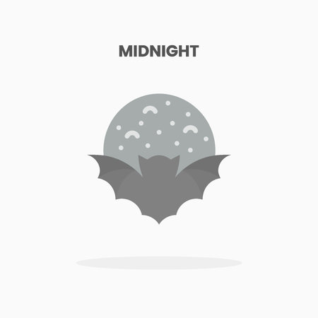 Midnight icon flat. Vector illustration on white background. Can used for web, app, digital product,...